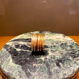 Sterling silver, gold and copper ring.